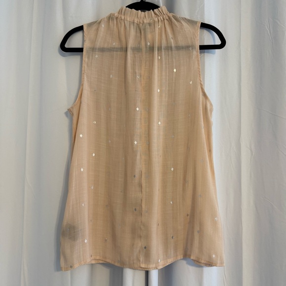 Harvé Benard Sleeveless Peach Sheer Peasant Blouse Silver Dot Women’s M - Picture 3 of 5